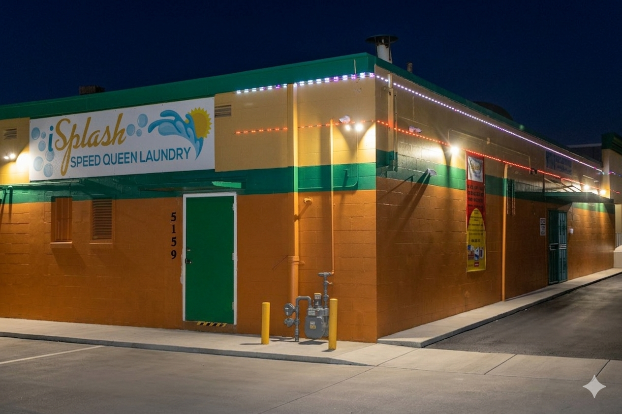 Laundromat Exterior Dark Clean